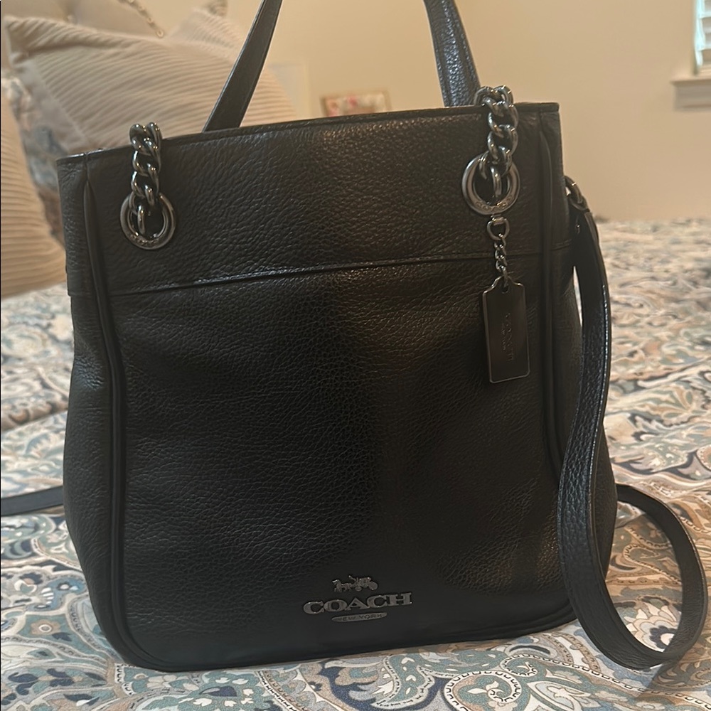 Coach Black Leather Tote Bag